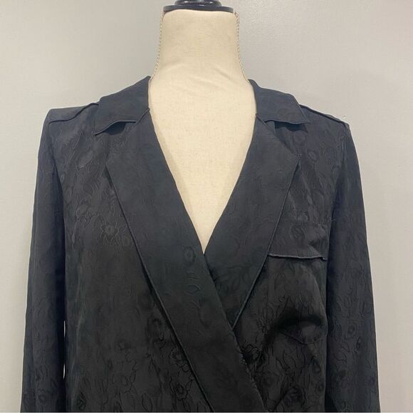 NEW Veronica Beard 6 Black Worth Silk Burnout Gothic Timeless Classic Blouse Top - Picture 9 of 16